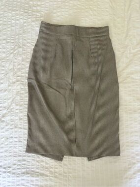 Dynamite Taupe Pinstripe Pencil Skirt